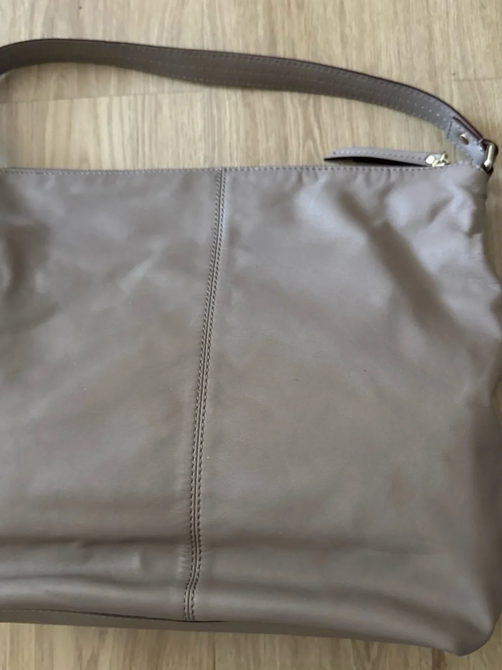 kate spade taupe leather shoulder bag with front pocket
